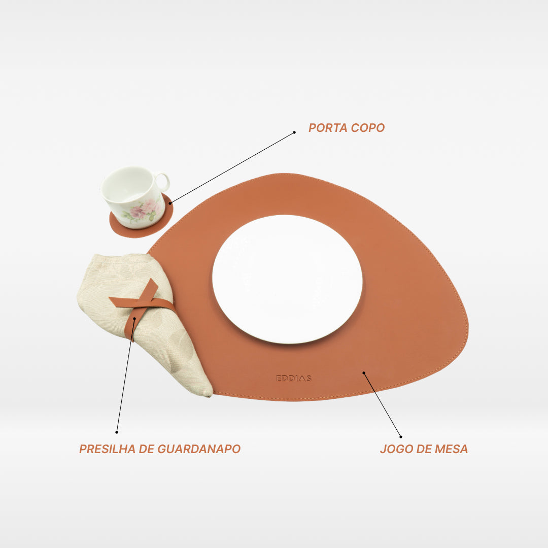 Sousplat Orgânico para Decoração de Mesa em Couro Ecológico