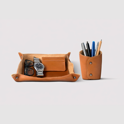 Kit Porta Objetos Work Organizer Em Couro