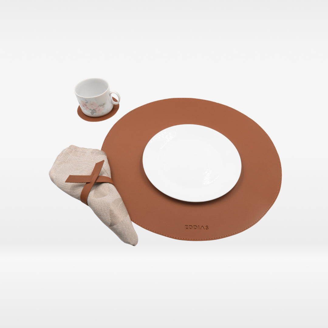 Sousplat Redondo de Couro Ecológico para Decoração de Mesa