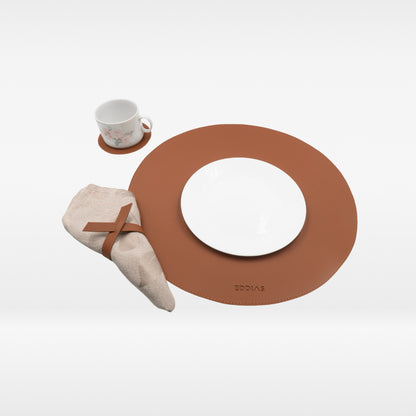 Sousplat Redondo de Couro Ecológico para Decoração de Mesa